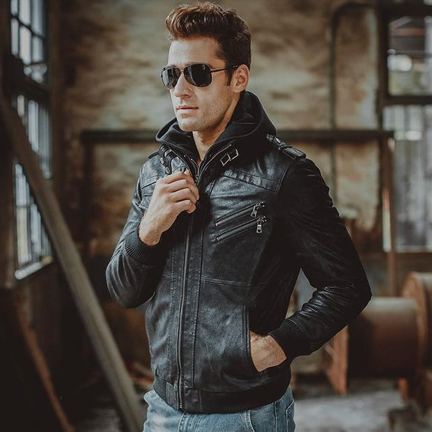 Angelo Ricci™ Removable Hooded Genuine Leather
