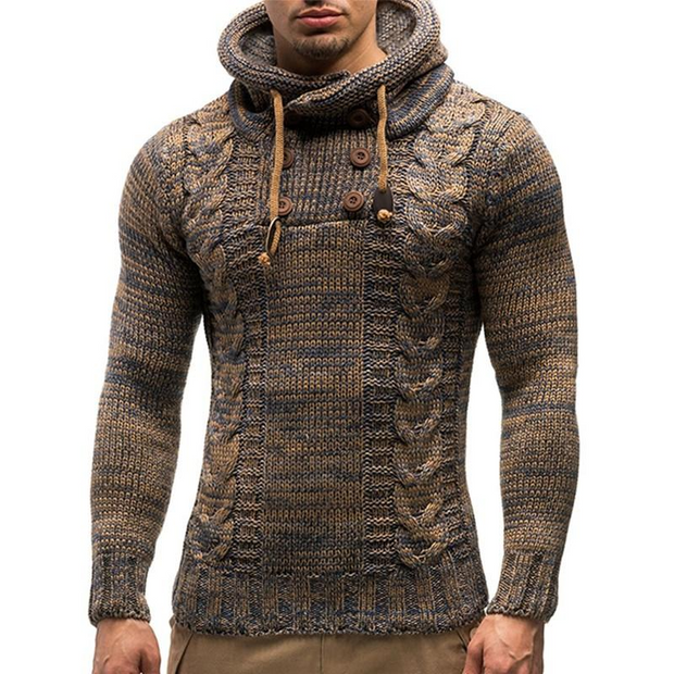 Angelo Ricci™ Knitted Turtleneck Top Sweater Hoodie