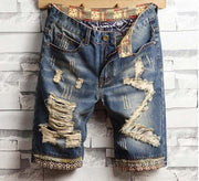 Angelo Ricci™ Ripped Bermuda Denim Shorts