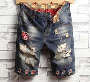 Angelo Ricci™ Ripped Bermuda Denim Shorts