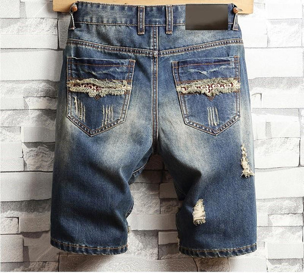 Angelo Ricci™ Ripped Bermuda Denim Shorts