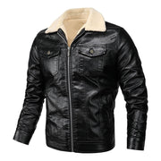 Angelo Ricci™ Fleece Collar Warm Biker Leather Jacket