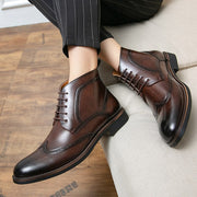 Angelo Ricci™ Italian Style Vintage Brogue Leather Ankle Boots