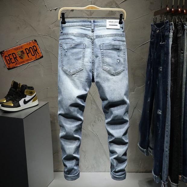 Angelo Ricci™ Ripped Distressed Brand Men Jeans