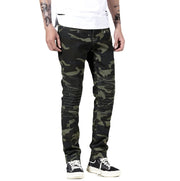 Angelo Ricci™ Ripped Distressed Camouflage Streetwear Denim Jeans