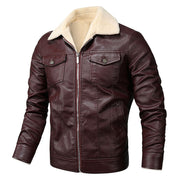 Angelo Ricci™ Fleece Collar Warm Biker Leather Jacket