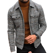 Angelo Ricci™ Slim Plaid Turn-down Collar Single Breasted Jacket