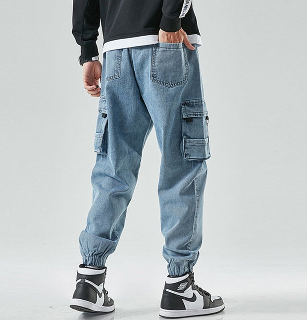 Angelo Ricci™ Street Style Cargo Harem Denim Jogger Trousers