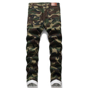 Angelo Ricci™ Ripped Distressed Camouflage Streetwear Denim Jeans