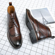 Angelo Ricci™ Italian Style Vintage Brogue Leather Ankle Boots