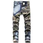 Angelo Ricci™ Ripped Distressed Camouflage Streetwear Denim Jeans