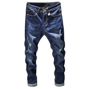 Angelo Ricci™ Distressed Ripped Dark Blue Denim Jeans