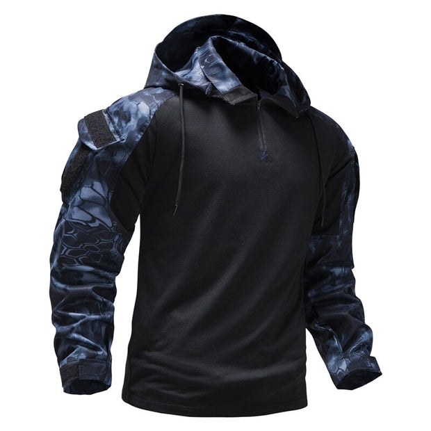 Angelo Ricci™ Mens Outdoor Military Camouflage Hooded Shirt