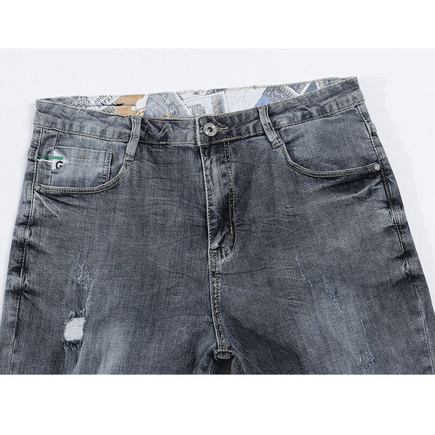 Angelo Ricci™ Grey Stretch Slim Fit Jean Shorts