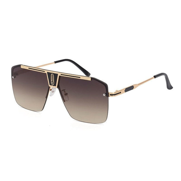 Angelo Ricci™ Square Rimless Brand Design Big Frame Flat Top Sunglasses