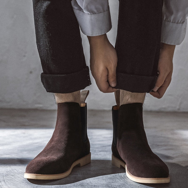 Angelo Ricci™ Classic Cow Suede Leather Chelsea Boots