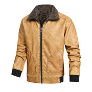 Angelo Ricci™ Fleece Collar Business Style Leather Jacket