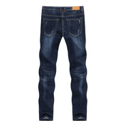 Angelo Ricci™ Casual Style Slim Dark Blue Denim Jeans