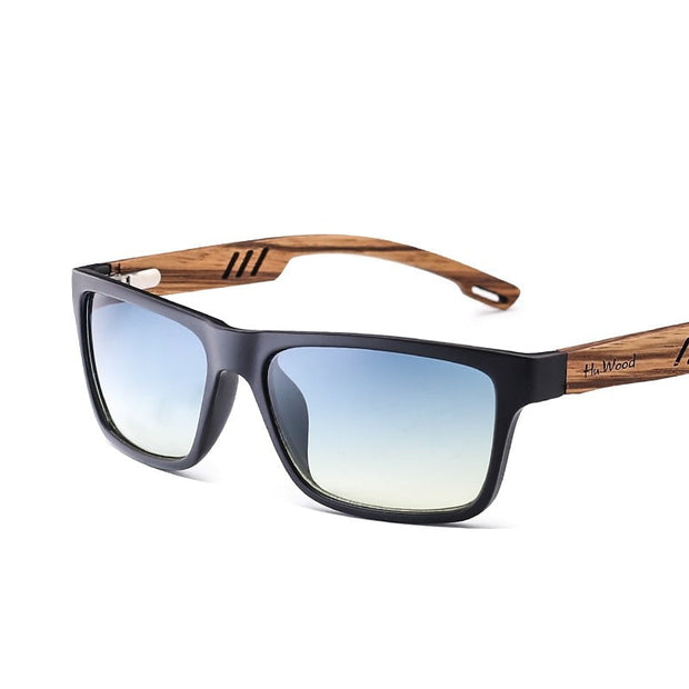Angelo Ricci™ Brand Design Wood Frame Gradient Polarized Sunglasses