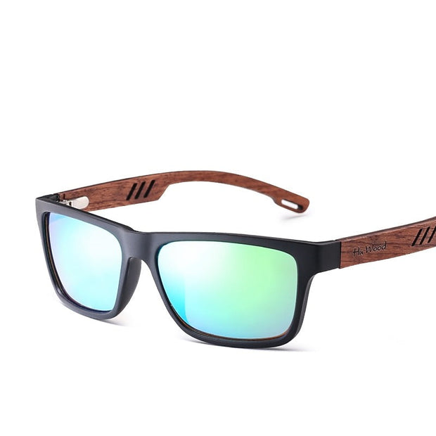 Angelo Ricci™ Brand Design Wood Frame Gradient Polarized Sunglasses