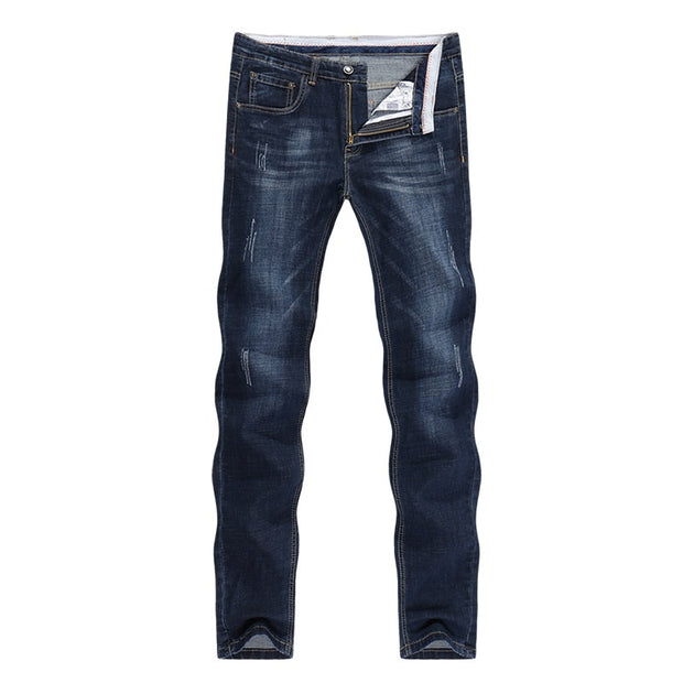 Angelo Ricci™ Casual Style Slim Dark Blue Denim Jeans