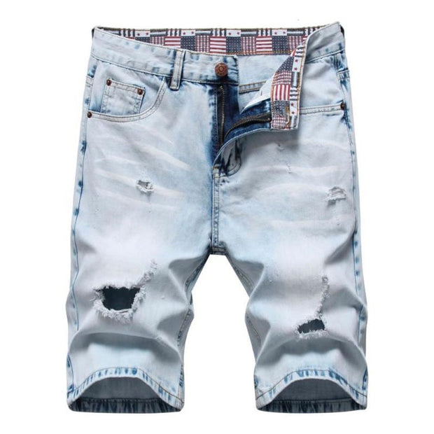 Angelo Ricci™ Ripped Bermuda Fashion Cotton Jeans Shorts