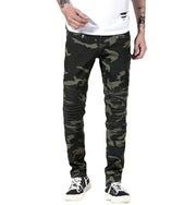 Angelo Ricci™ Ripped Distressed Camouflage Streetwear Denim Jeans