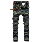 Angelo Ricci™ Ripped Distressed Camouflage Streetwear Denim Jeans