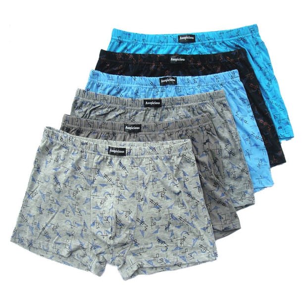 Angelo Ricci™ 5pcs/Lot 100% Cotton Mid-Rise Loose Comfortable Boxer