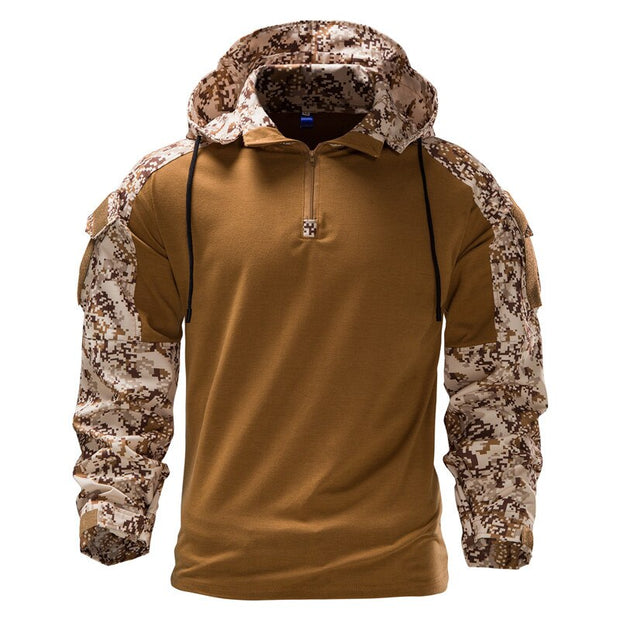 Angelo Ricci™ Mens Outdoor Military Camouflage Hooded Shirt