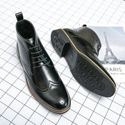 Angelo Ricci™ Italian Style Vintage Brogue Leather Ankle Boots