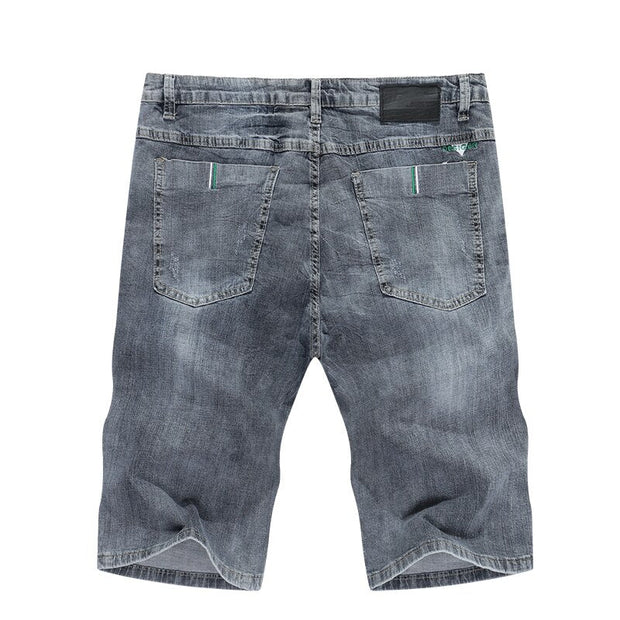 Angelo Ricci™ Grey Stretch Slim Fit Jean Shorts