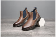 Angelo Ricci™ Handmade Leather Elastic Strap Business Chelsea Boots