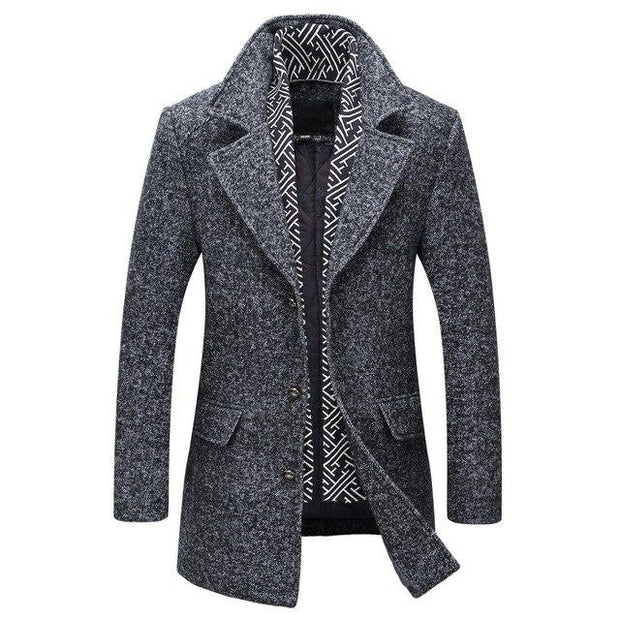 Angelo Ricci™ Men Long Wool & Blends Winter Coat