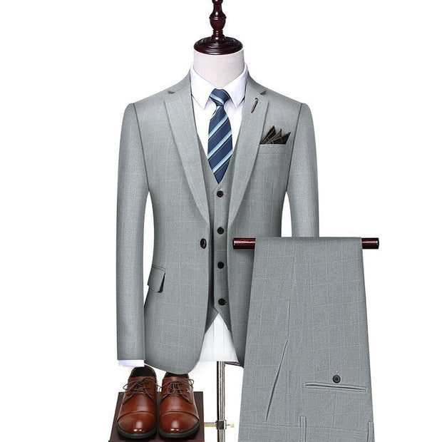 Angelo Ricci™ Classic Plaid High-end Business 3-Pieces Suit