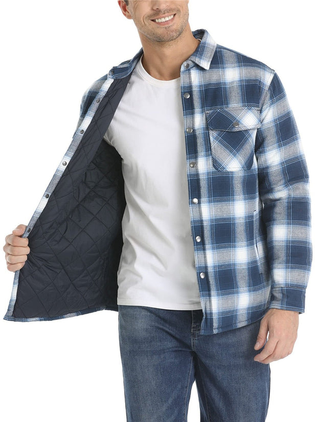 Angelo Ricci™ Autumn Cotton Quilted Lined Flannel Shirt Jacket