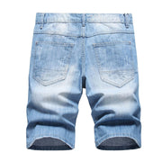 Angelo Ricci™ Crystal Patch Star & Holes Jeans Short