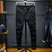 Angelo Ricci™ Black Patchwork Stretch Hip Hop Denim Jean Pants