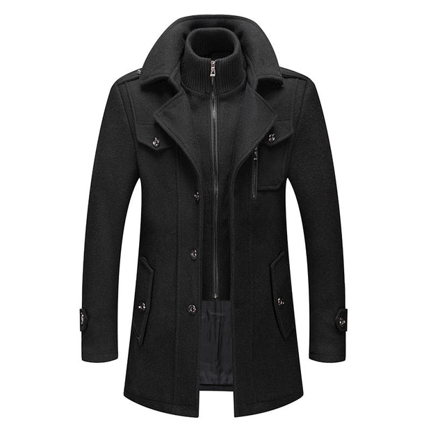 Angelo Ricci™ Business Double Collar Windbreaker Woolen Pea Coat