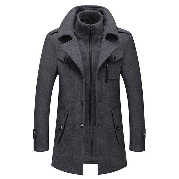 Angelo Ricci™ Business Double Collar Windbreaker Woolen Pea Coat