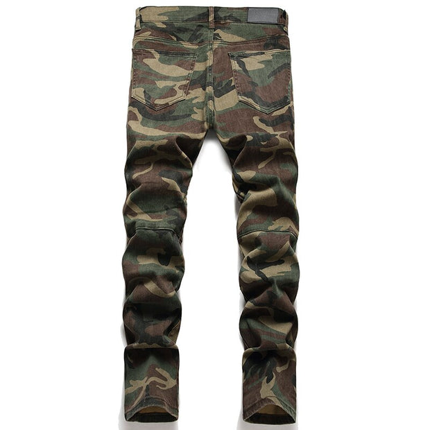 Angelo Ricci™ Camouflage Soldier Ripped Denim Pants