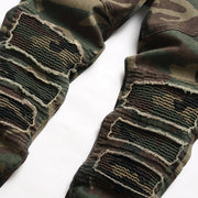 Angelo Ricci™ Camouflage Soldier Ripped Denim Pants