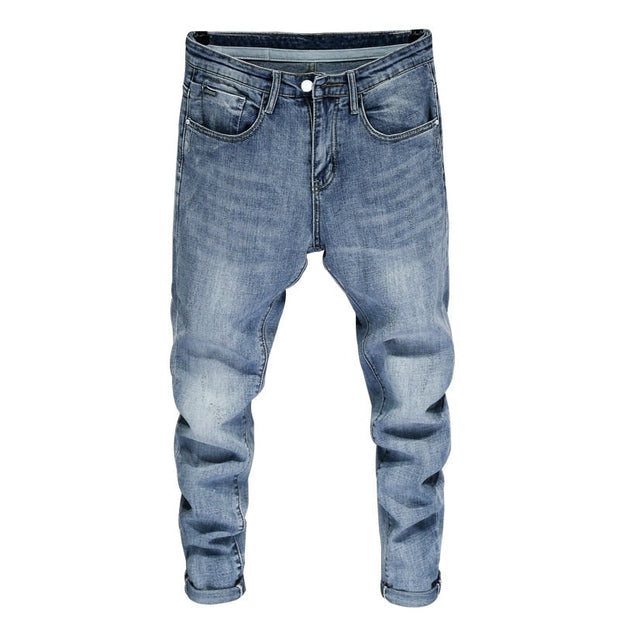 Angelo Ricci™ Men Skinny Stretch Light Blue Streetwear Denim Jeans