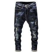 Angelo Ricci™ Frayed Trousers Punk Style Distressed Jeans