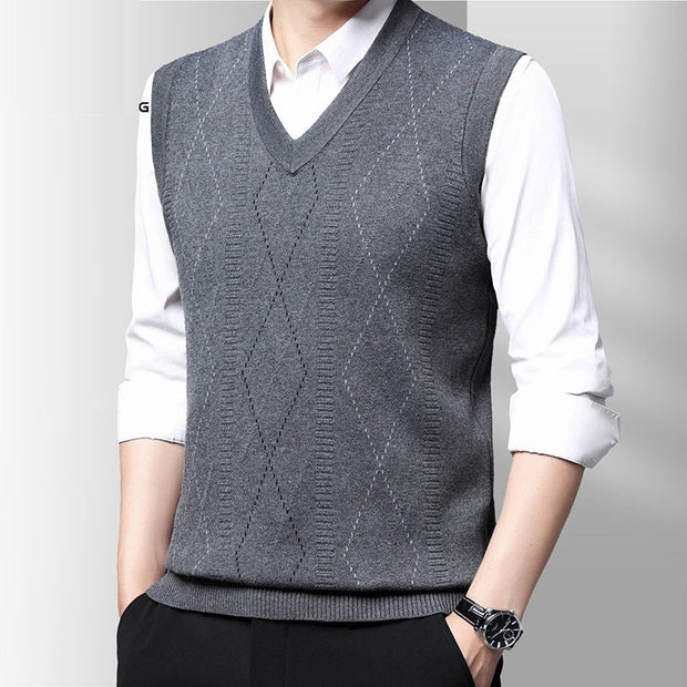 Angelo Ricci™ Formal V-Neck Sleeveless Knit Sweater Vest