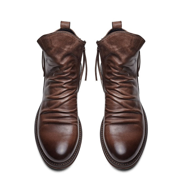 Angelo Ricci™ Leather High-Top Tassel Zip PU Leather Boots