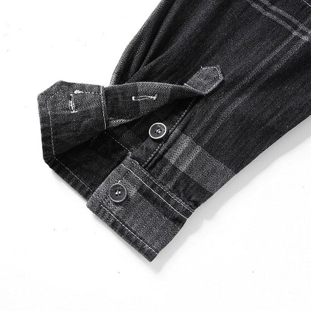 Angelo Ricci™ Denim Cowboy Plaid Jeans Outwear Shirt