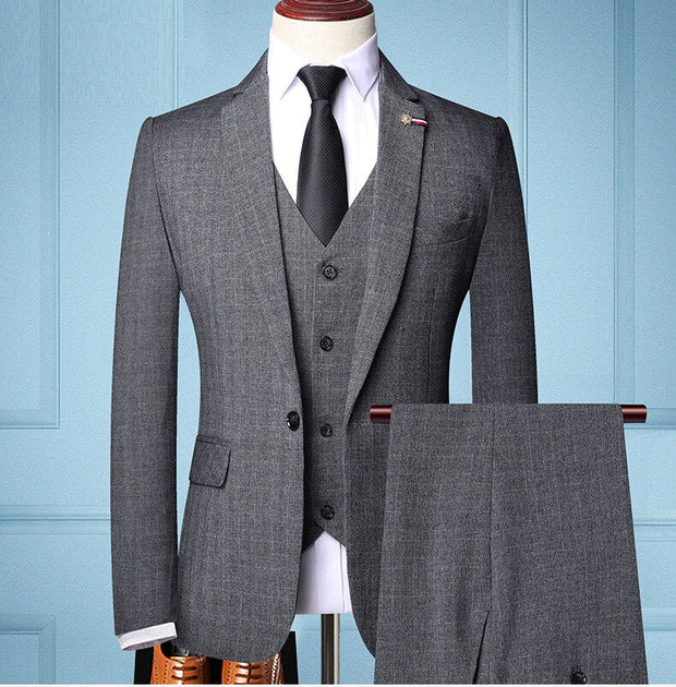 Angelo Ricci™ Gentleman Classic Plaid Formal Business Slim 3-Piece Suit