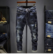 Angelo Ricci™ Frayed Trousers Punk Style Distressed Jeans