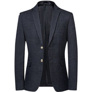 Angelo Ricci™ Single-Breasted Plaid Business Casual Blazer